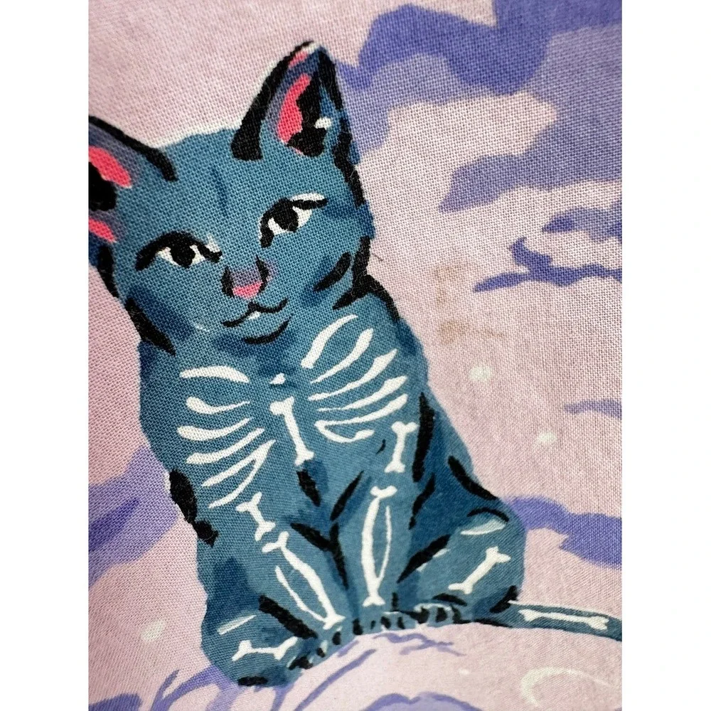Printfresh Halloween Cats Lavender Pajama Set 1X Long Sleeve Cotton Poplin